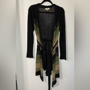 Hendi Black and Green Striped Women's Sweater size s/m